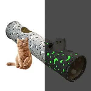 Usine pas cher en gros tunnel pour chat durable jouet interactif pliable lavable lumineux tunnel pour chat jouet avec boule suspendue