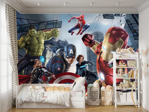 Mural de Pared de Superhéroes de Dibujos Animados, Patrón de Iron Man, <span class=keywords><strong>Hulk</strong></span> y Spider-Man, Decoración de Pared <span class=keywords><strong>para</strong></span> Dormitorio de Niños, Cine en Casa, Espacio de Juego Comercial - Product Image 1