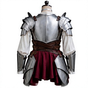 Costume de guerrier gothique en acier inoxydable plaqué argent, armure polie, tenue de protection intégrale du corps - Product Image 2