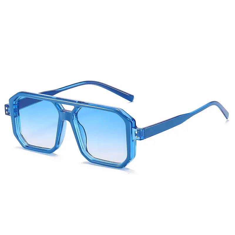 Boyarn Double Bridges Rivets Women Square Sunglasses New Jelly Color Eyewear Trending Leopard Blue Sun Glasses Men Shades UV400
