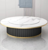 Table à manger ronde moderne à finition brillante avec plateau central rotatif en pierre frittée pour restaurants, 12 places, 16 chaises, utilisation en salon