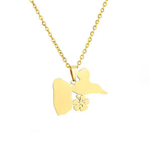 Collier simple et polyvalent en forme <span class=keywords><strong>de</strong></span> pétale <span class=keywords><strong>de</strong></span> l'île <span class=keywords><strong>de</strong></span> la <span class=keywords><strong>Guadeloupe</strong></span>, accessoire élégant en acier inoxydable pour couple unisexe - Product Image 2