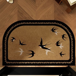 Paillasson de style vintage, forme ovale, en boucle de soie, design champêtre français, pour entrée intérieure, motif traditionnel, haute qualité - Product Image 1