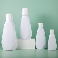 80/200/300/500ml Botol Obat Kumur Plastik Bentuk Berlian Putih Datar dengan Pompa Semprotan untuk Perawatan Mulut, Wadah Isi Ulang Kosong