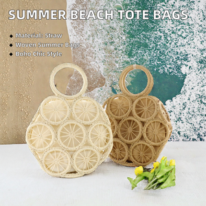 Nuove Borse Estive alla <span class=keywords><strong>Moda</strong></span> per Giovani Donne, Borse da Spiaggia Intrecciate, Borse per Vacanze con Fodera in Poliestere - Product Image 2
