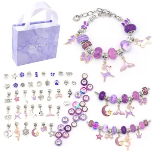63pcs DIY Charm Beads Bracelet Making Kit for Jewelry Making Supplies Hand Craft Unicorn Charm Bracelets Kit