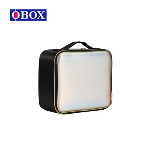 Trousse de maquillage portable OBOX noire irisée avec fermeture éclair et poignée souple pour usage quotidien - Product Image 2