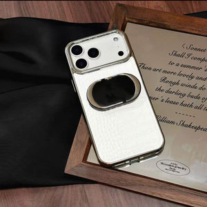 Custodia per telefono di lusso in pelle con texture coccodrillo e specchio per <span class=keywords><strong>iPhone</strong></span> 17 Pro Max 16 15 14 <span class=keywords><strong>13</strong></span> Pro, <span class=keywords><strong>cover</strong></span> antiurto in pelle - Product Image 5
