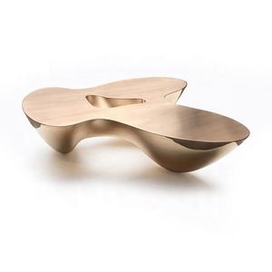 Customized Art Modern Shiny Gold Stainless Steel Coffee Table