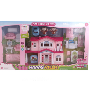 Beautiful house toy Kids play plastic model villa house toys girl princess castle set DIY doll house