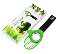 3-in-1 handmatige keukenhulp van roestvrij staal: mes voor salade, avocado, plastic snijder, scheider, ontpitter en -snijder
