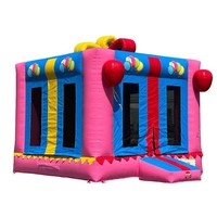 Casa de Brinco Inflable de PVC Rosa con Caja de Regalo, Divertida y Resistente, con Capacidad para 220 lb, para Niños, Fácil de Instalar, para Eventos Comerciales
