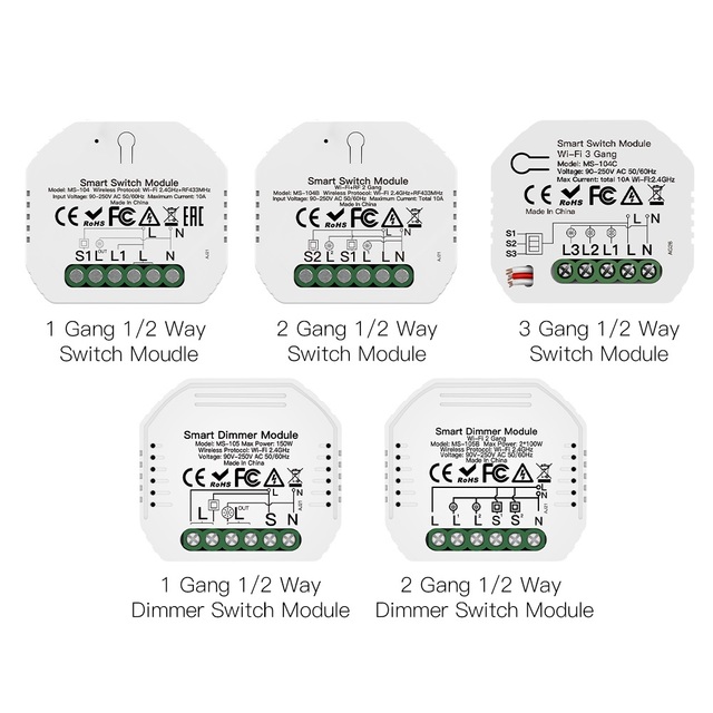 TUYA Smart Home Switch Socket Wifi Blue Tooth RF433 Wireless On-Off Controller Google Voice Assistant Switches