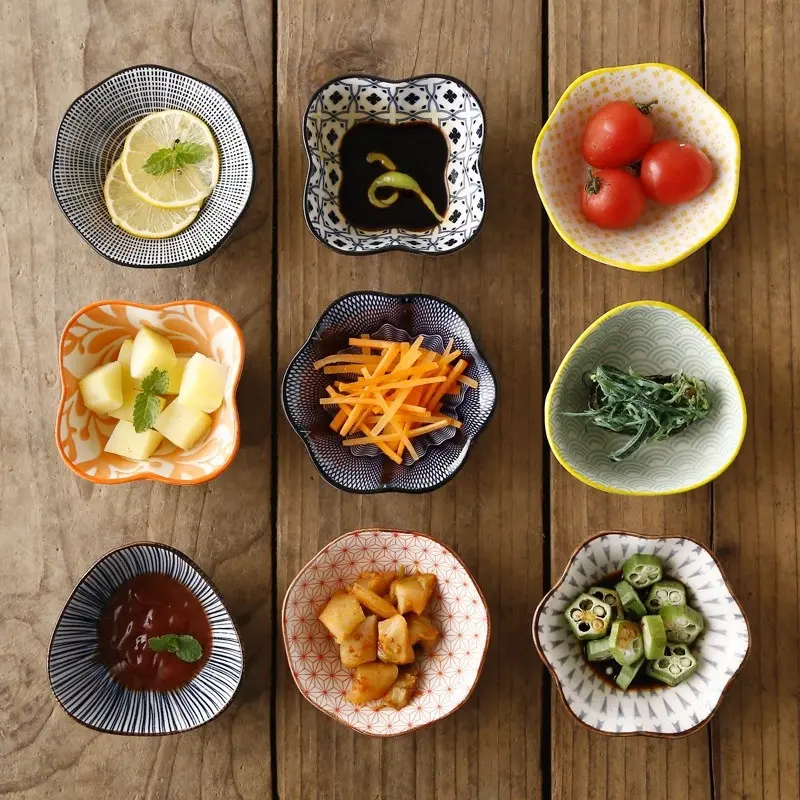 일본식 간단한 작은 그릇 접시 디너 세트 세라믹 도자기 디핑 소스 접시