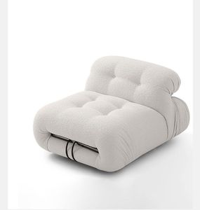 Tobia Scarpa <span class=keywords><strong>Soriana</strong></span> Loveseat Banco Marco de acero inoxidable Sofá seccional Tela Un asiento Sala de estar Sofá Conjunto INS Famoso - Product Image 5