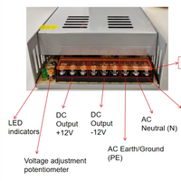 Alimentation 12V 24VDC 600W SMPS AC/DC 24V 25A à découpage avec refroidissement par ventilateur, bornes à vis, industrielle CE