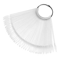 SunelPort Professionnel Carte de Couleurs Liquides Carrée en Forme d'Éventail pour Nail Art, 50 Pièces, Présentoir à Anneaux en Fer, Gel de Vernis à Ongles Transparent