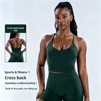 Soutien-gorge de sport pour femme à bretelles croisées, sans couture, en Spandex/Nylon, maintien élevé - Design tendance, couleurs unies pour tenues polyvalentes