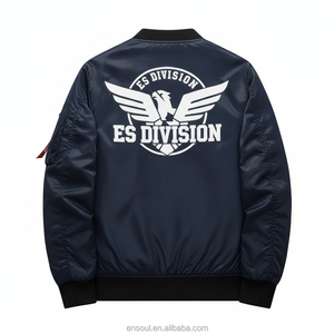 ES <strong>Custom</strong> Embroidered Patchwork Logo Winter Thick Screen Printing Aviator Pilot Retro <strong>MA</strong>-1 Bomber Flight Zipper Jacket Men - Product Image 3