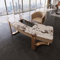 Ensemble table et chaises de thé en pierre de style italien Kelly Moment, luxe léger, moderne et minimaliste, station de thé Kung Fu tout-en-un pour bureau