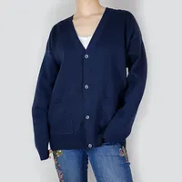 नवीनतम सर्दियों महिलाओं के स्वेटर निर्माताओं कस्टम वी गर्दन 100% कपास बुनना कार्डिगन स्वेटर