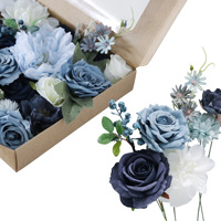 Kotak Hadiah Bunga Mawar Biru Debu Buatan untuk Pernikahan, Hari Valentine & Ulang Tahun - Buket Dekorasi Rumah Grosir