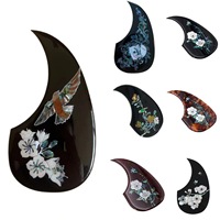 Plaque de protection pour guitare folk de 41/40 pouces avec incrustation florale en celluloïd, colle souple élastique, épaissie, rose colorée