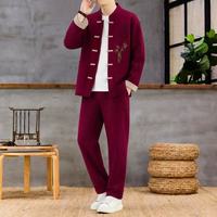 Neuer Chinesischer Stil Herren Chinesische Kleidung Jacke Ethnische Hanfu-Jacke Zweiteiliges Set 2026
