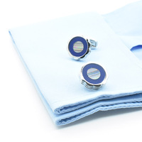 Großhandel individuelle Herrenanzug Shirt Modezubehör Hochzeit Tuxedo modisch Schmuck Geschenk elegantes blaues Achat Mutter Krawatten-Clip-Set
