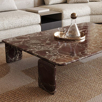 Table basse rectangulaire en marbre, design minimaliste moderne et luxueux pour villa, salon, modèle SGM1016