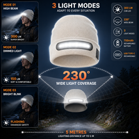 Bonnet LED en acrylique tricoté, avec lumière longue portée, trois modes, rechargeable, pour l'hiver, la course, le cyclisme, le camping, la randonnée et le travail en extérieur