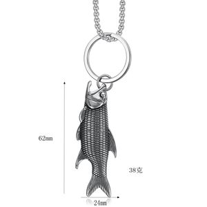 Stainless Steel Fish Bottle Opener Keychain Vintage Silver Carp Design For Fishing Enthusiasts - Product Image 5