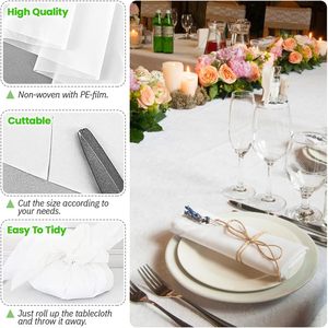 Nappes jetables imperméables en tissu non tissé, couverture de table blanche pour mariage, fête, anniversaire, pique-nique - Product Image 3