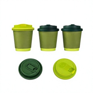 330ML Reusable Green Coffee <b>Cups</b> with Lid Set for Beverage Use - Product Image 1