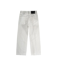 Jean en denim robuste, coton délavé, style Y2K, streetwear hip-hop, avec strass brodés au point de croix, taille mi-haute, coupe droite, effet usé, ODM