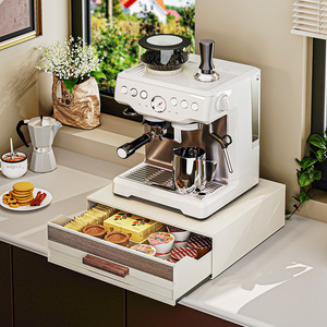 Support pour machine à café Kafei Shi avec tiroir de rangement pour capsules et sachets de thé, style moderne et simple, blanc - Product Image 1