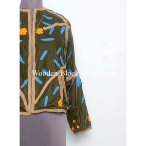 Suzani <b>Velvet</b> Embroidery Autumn Winter Button <b>velvet</b> Quilted Eco-Friendly 100% Cotton <b>Jacket</b> Wholesale Price Coat Long Sleeves - Product Image 1