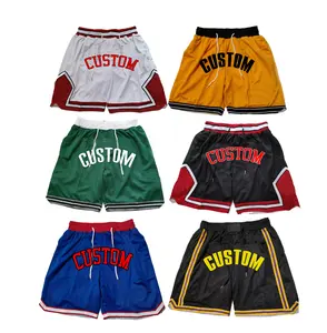 Pantalones cortos de baloncesto con bordado personalizado para hombre, ropa deportiva con cordón, transpirable, de malla, de verano, nueva moda