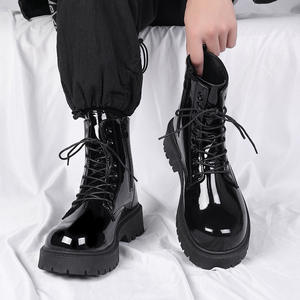 Últimas botas de trabajo británicas negras de primavera con tacón alto y cuero suave resistentes al agua y para ropa informal - Product Image 4