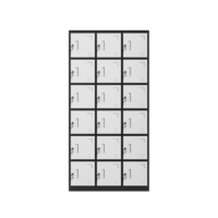 Casier en acier à 18 portes, couleur noir et blanc, avec serrure à clé individuelle, portes ventilées, pour personnel, salle de sport, atelier, dortoir