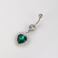 Bague de corps personnalisée de haute qualité pour la vente en gros, nouvelle bague de nombril en acier inoxydable et zircon en forme de cœur pour femme