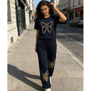 Completo Estivo da Donna in Stile Europeo e Americano: Camicia a Maniche Corte e Pantaloni a Vita Alta, Outfit Casual in Due Pezzi - Product Image 2