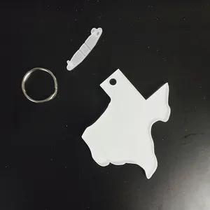 טקסס סובלימציה אקריליק keychain ריק לבן צד אחד לעדן מפתח טבעת
