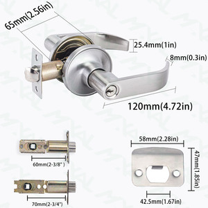 Ngoài trời sự riêng tư LEVER Door Lock với bằng gỗ hình trụ Knob và đẩy lockset xử lý không hợp kim kẽm hình ống ổ khóa - Product Image 4