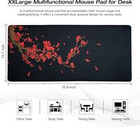 Grand tapis de souris de jeu XVX pour bureau, noir, fleurs de prunier, XXL, 35,4 x 15,7 pouces, imperméable, antidérapant, base en fibre, tapis de bureau