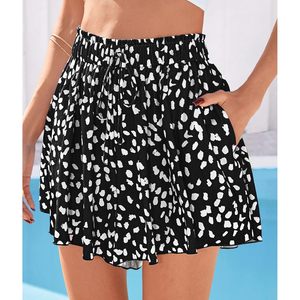 Shorts Fluidos para Mujer FOXA, Cintura Alta, Pierna Ancha, Estampado con Volantes, Chifón, Shorts Casuales de Playa para Verano - Product Image 3
