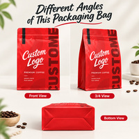 Sachet de café personnalisé de qualité alimentaire à fond carré, sachet d'emballage en plastique pour grains de café 250g 500g 1kg avec fermeture éclair refermable
