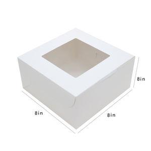 Kotak Roti 8x8x8 Inci, Kotak Roti Kubus Kardus Putih Ramah Lingkungan dengan Jendela untuk Kue Bertingkat Kecil, Wadah Kue Putih - Product Image 1