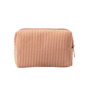 Bolsa de Cosméticos de Gran Capacidad, Estilo Seersucker, con Rayas, para Viaje, Neceser para Mujer, Organizador de Maquillaje Bordado - Product Image 6