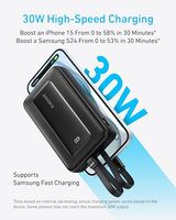 Batterie externe Anker A1681 20 000 mAh 30 W Max Chargeur portable rapide avec câbles USB-C et Lightning intégrés